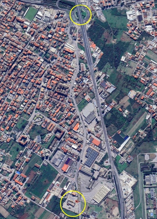 Posizione strategica area PRN nel contesto urbano di Arzano