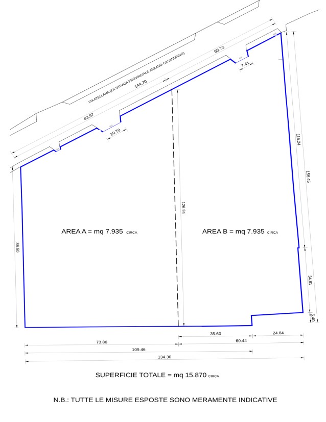 Planimetria tecnica con superfici e misure - PRN Immobiliare Arzano